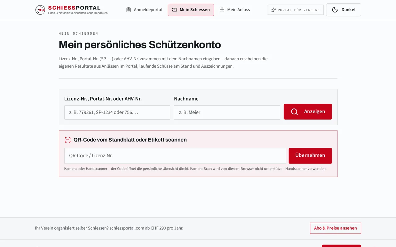Persönliche Resultatübersicht Mein Schiessen